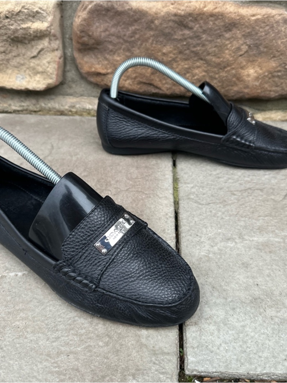 Coach Women's Size 8.5 Fredrica Black Leather Slip-On Shoes Loafers Driving Mocs